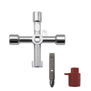 KAKASEA 4 Way Multifunctional Utility Key Triangle Square Universal Cross Triangle Key Wrench Faucet Electric Cabinet Key Set