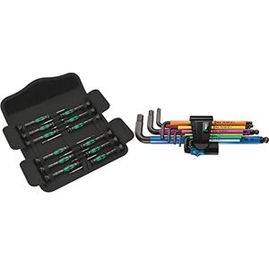 Wera 73675 Kraftform Micro Precision Screwdriver Set, 12 Pieces & 950 SPKL/9 SM HF Multicolour L-Key Set Metric BlackLaser with HOL