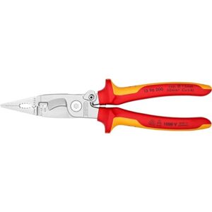 Knipex Pliers for Electrical Installation chrome-plated, insulated with multi-component grips, VDE-tested 200 mm (self-service card/blister) 13 96 200 SB