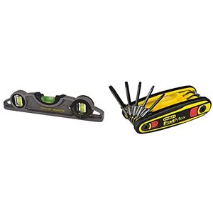 Stanley FATMAX XTREME Torpedo Level Heavy Duty Aluminium Body and Magnetic Base Including 3 Reversible Vials 0-43-609 & 097552 1.5 - 8mm Fatmax Locking Hex Key Set