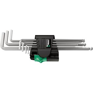 Wera 05022101001 Hex-Plus Key Set 950 PKL/7B SM High Torque with Ball-end and Magnetiser, Metric Long Chrome Plate, 1.5 mm-6 mm, 7-Piece