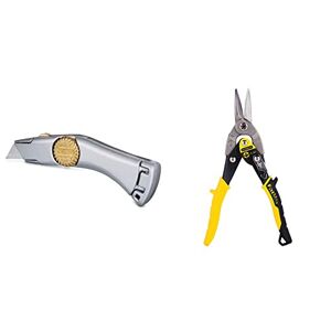 Stanley 2-10-122 Titan Rb H/D Trim Knife Carded, Silver & Aviation Snips – Straight Cut (2-14-563)