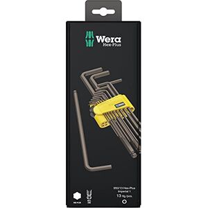 Wera 950/13 Hex-Plus Imperial 1 SB, L-Key Set, Imperial, BlackLaser, 13 Pieces