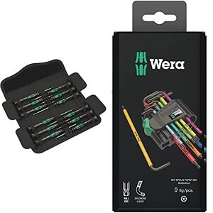 Wera 73675 Kraftform Micro Precision Screwdriver Set, 12 Pieces & 967SPKL/9BO Multicolour TX-Key Set, TX8 - TX40, 9pc, 05073599001
