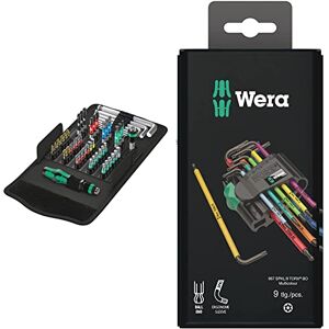 Wera Kraftform Kompakt 100 Screwdriving Service Kit, 52pc 05057460001 & 967SPKL/9BO Multicolour TX-Key Set, TX8 - TX40, 9pc, 05073599001