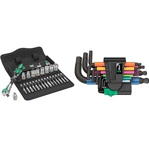 Wera 8100 SA 6 Zyklop Speed Ratchet Set, 1/4" Drive, Metric, 28 Pieces - 05004016001 & 05133164001 950/9 Hex-Plus Multicolour 2 L-Key Set