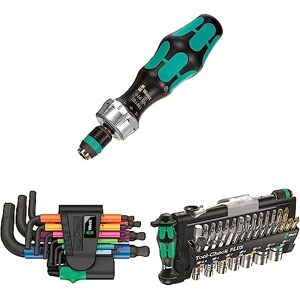 Wera 05051461001 1/4 x 142 816 RA Ratchet Screwdriver 05133164001 950/9 Hex-Plus Multicolour 2 L-Key Set Tool-Check Plus Mini Bit Ratchet, Socket