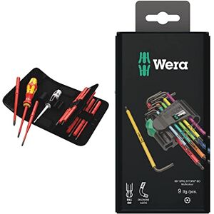 Wera Kraftform VDE Kompakt Slimline Screwdriver Blade Set, 16 Piece & 967SPKL/9BO Multicolour TX-Key Set, TX8 - TX40, 9pc, 05073599001