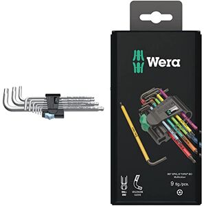 Wera 3950/9 Hex-Plus Stainless 1 L-Key Set, Metric, 9pc & 967SPKL/9BO Multicolour TX-Key Set, TX8 - TX40, 9pc, 05073599001