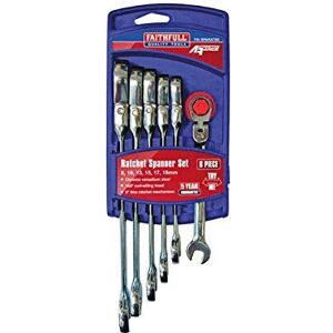 Faithfull Ratchet Combination Spanner Flex Head Set, 6 Piece