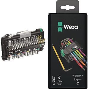 Wera Tool-Check 1 SB Zyklop Mini bit-ratchet, screwdriver, bits & socket set, 38pc, 05073220001 & 967SPKL/9BO Multicolour TX-key set, TX8 - TX40, 9pc, 05073599001