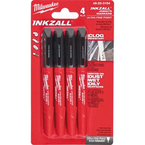 DeWalt Milwaukee 4 Piece Inkzall Fine Tip Marker Pens Pack of 4