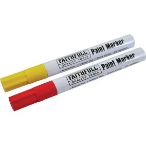 DeWalt Faithfull Paint Marker Pen Red / Yellow Pack of 2