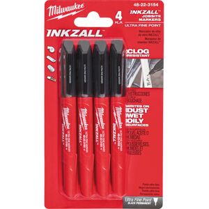 Milwaukee 4 Piece Inkzall Fine Tip Marker Pens Pack of 4