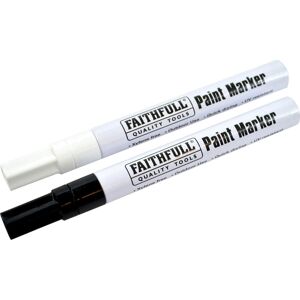 Faithfull Paint Marker Pen Black / White Pack of 2