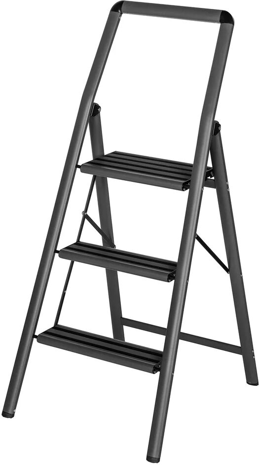 Photos - Ladder Wenko 3 - Step Plastic Folding Step Stool gray 114.5 H x 48.0 W x 6.0 D cm 