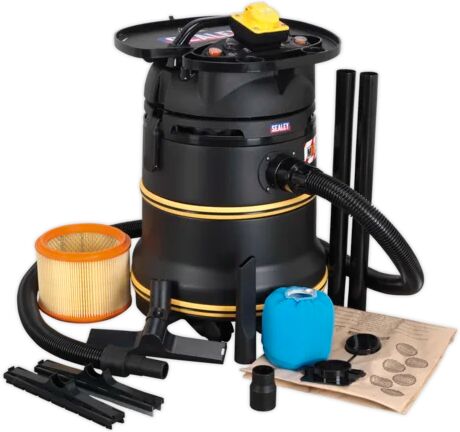 Sealey Plastic Bagless Cylinder Vacuum Cleaner with Auto Start Sealey  - Size: 51cm H X 34cm W X 33cm D