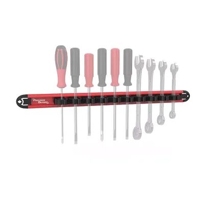 Precision Defined PD Magnetic Screwdriver Organizer, Tool Tray Holder Rack, Premium Ultra Strong Magnet , Holds Screwdriver sets, Drill Bits, Nail Sets (Red), Brt Red