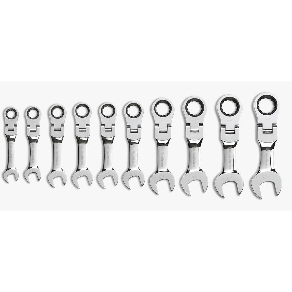 GEARWRENCH Metric 72-Tooth Stubby Flex Head Combination Ratcheting Wrench Tool Set (10-Piece)