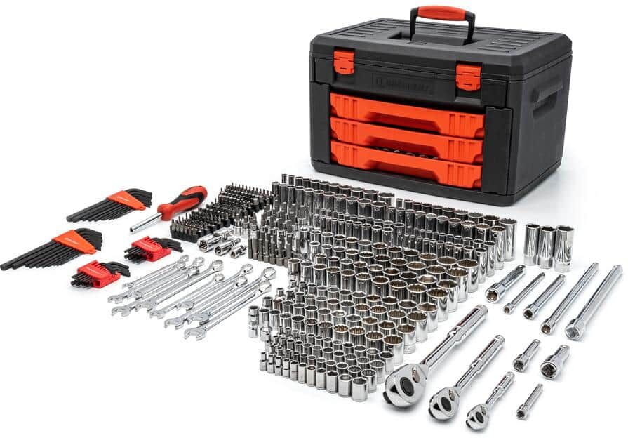 Crescent 1/4 in., 3/8 in., and 1/2 in. Drive SAE/Metric Mechanics Tool Set with 3-Drawer Storage Case (450-Piece)