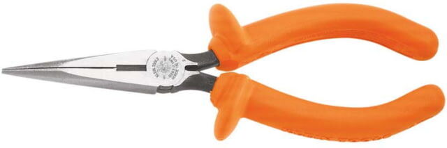 Klein Tools Long Nose Side-Cutters Pliers, Insulated, 7In, Orange, D203-7-INS