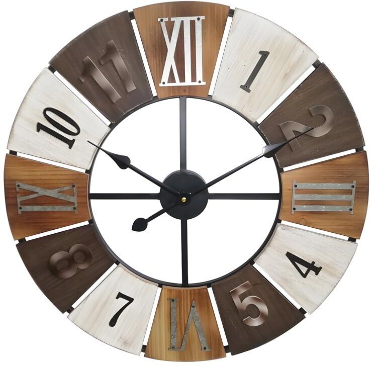 Vente-unique.ch Wanduhr Industrie-Stil GALWAY - Metall & Holz - D 60 cm