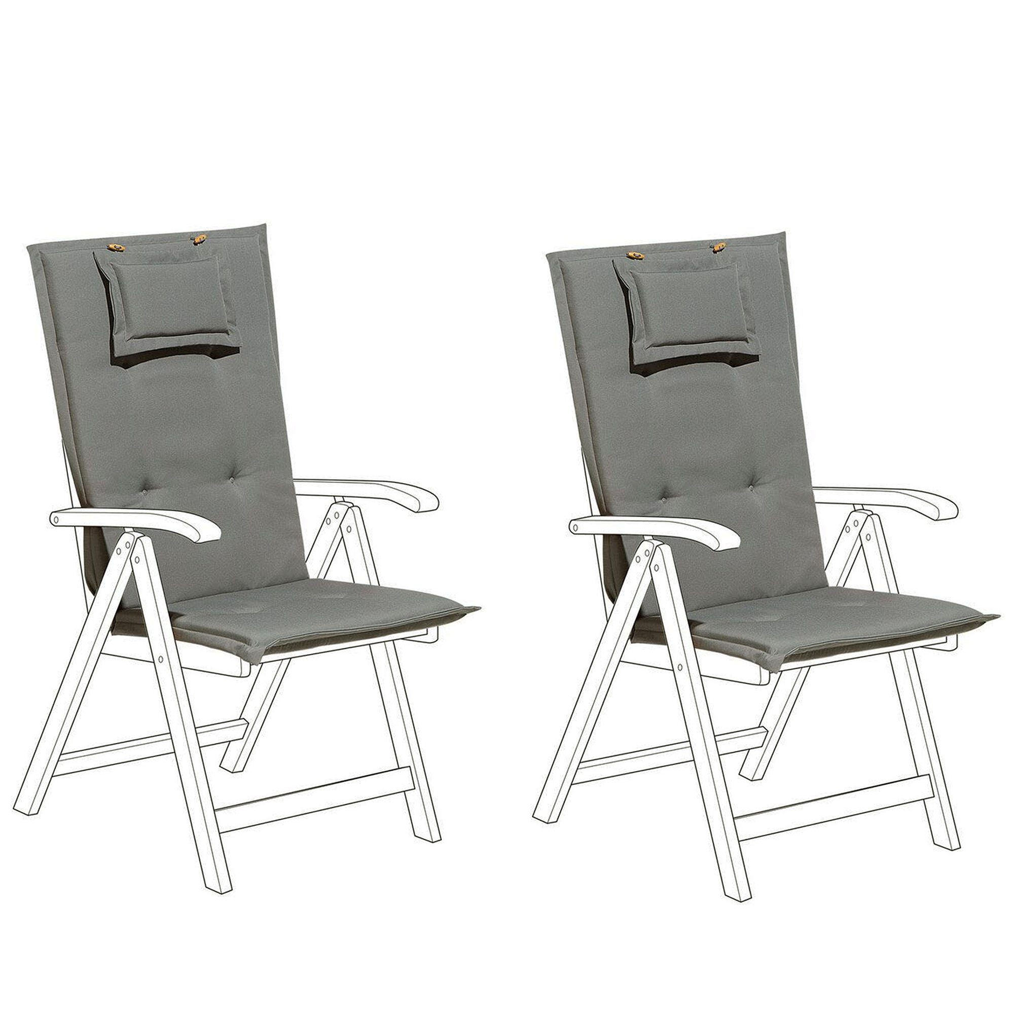 Beliani Sada 2 polštářů pro zahradní židle šedá TOSCANA/JAVA