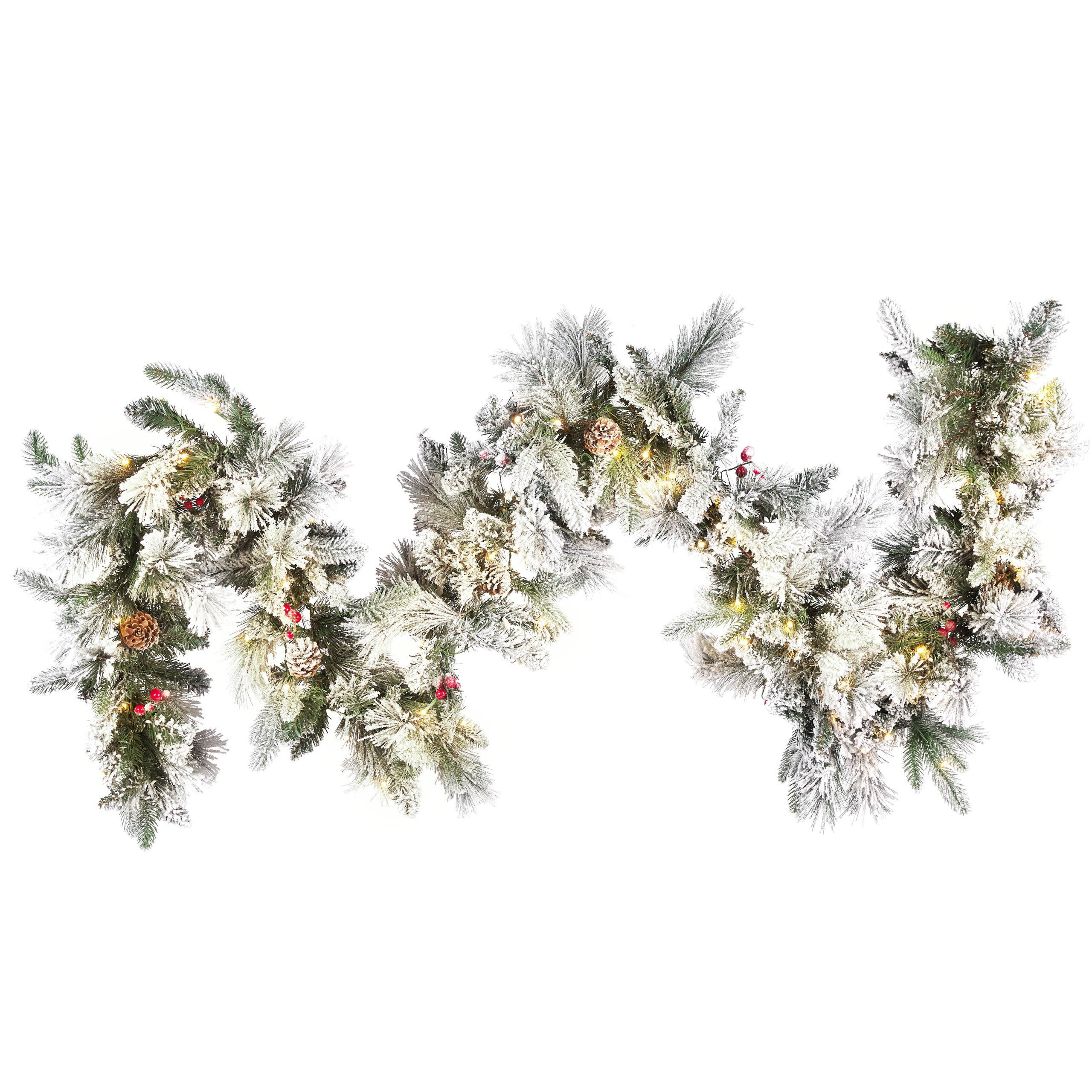 Beliani Zasněžená osvícená vánoční girlanda 270 cm bílá WHITEHORN