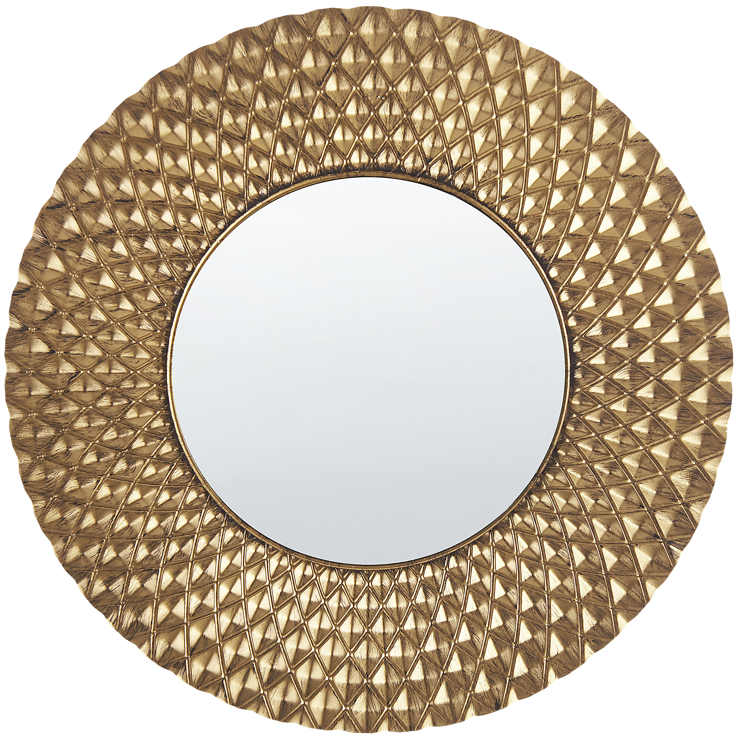 Beliani Nástěnné zrcadlo kovové ø 38 cm zlaté TULON