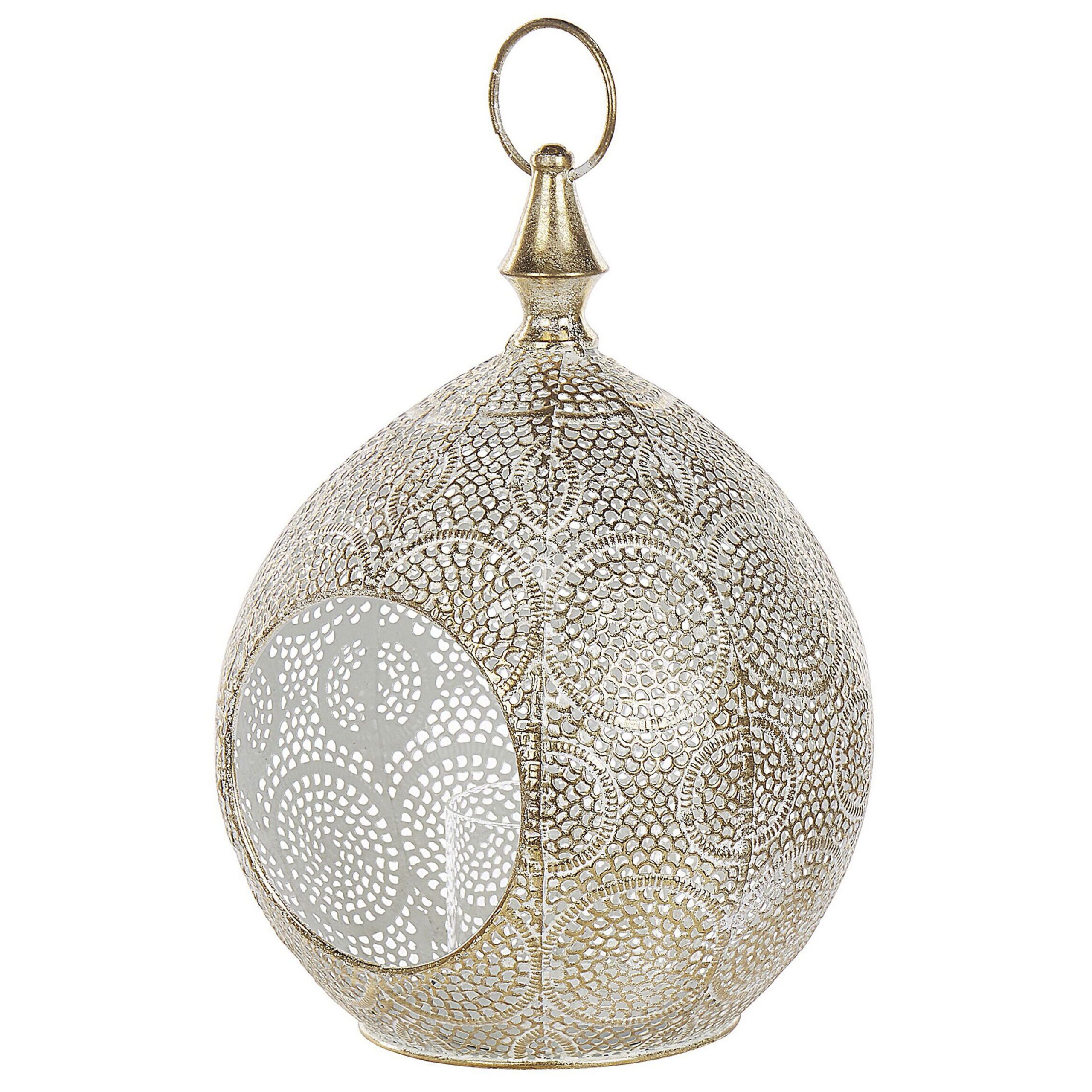Beliani Dekorativní kovová lucerna zlatá LAESO