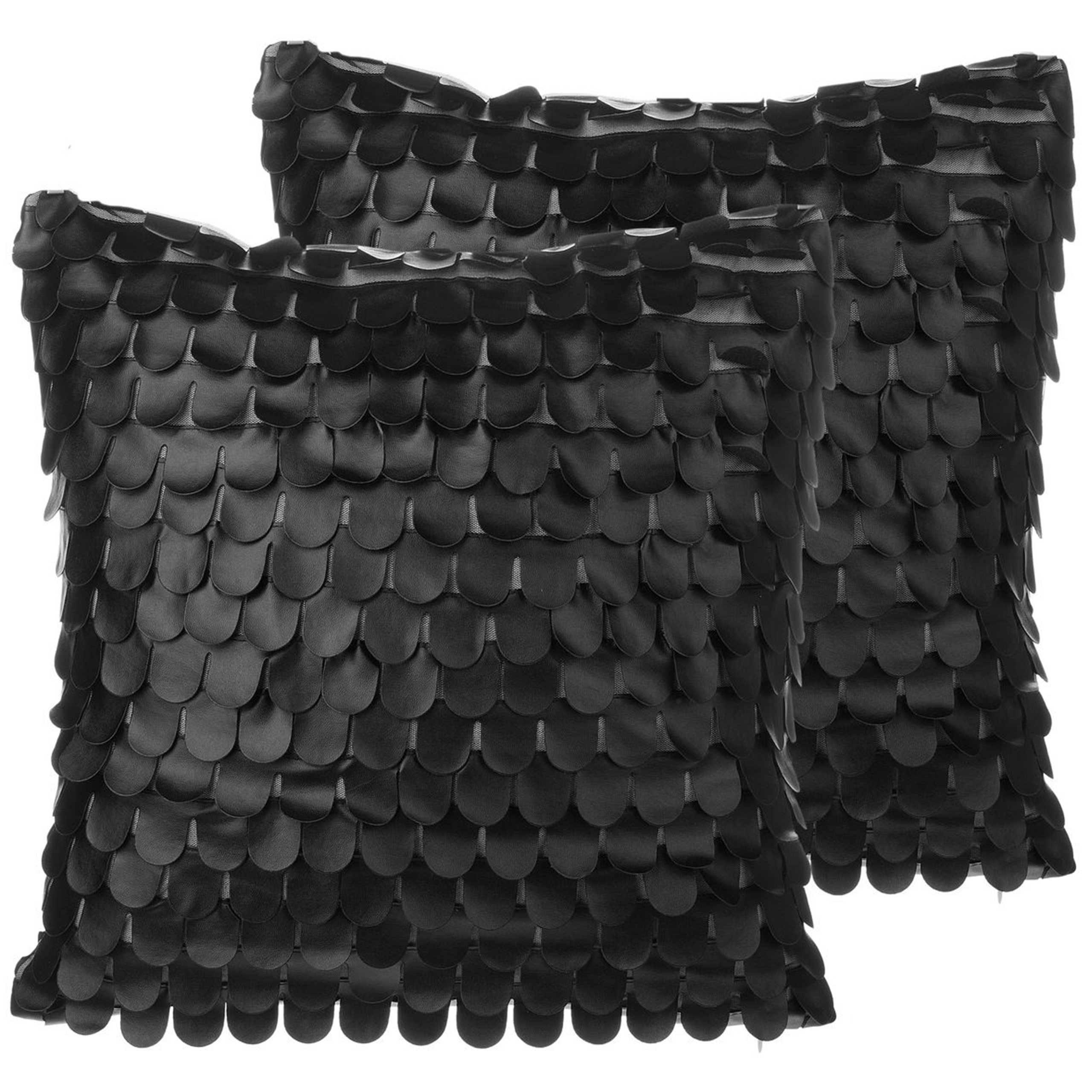 Beliani Sada 2 polštářů z umelé kúže 45 x 45 cm černá LOBELIA