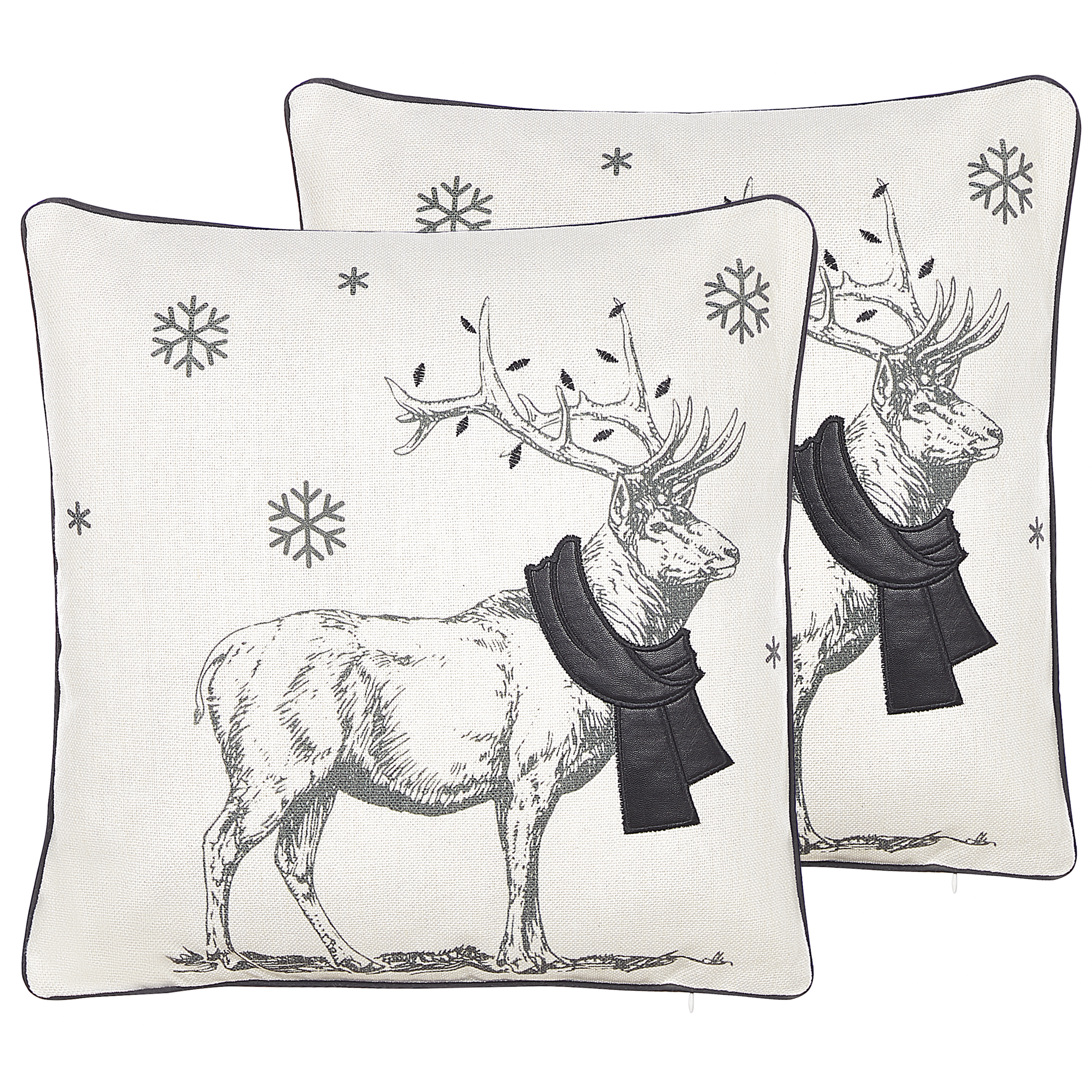 Beliani Sada 2 dekorativních polštářů s vánočním motivem 45 x 45 cm černobílá SVEN