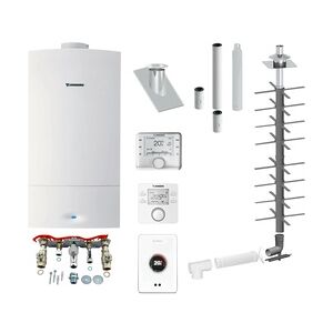 Bosch Junkers Gas-Brennwert-Kombitherme Cerapur ZWB 28-5 C 23, 28 kW CW 100 ohne Anschlüsse Schachteinbau + 12 m Abgas