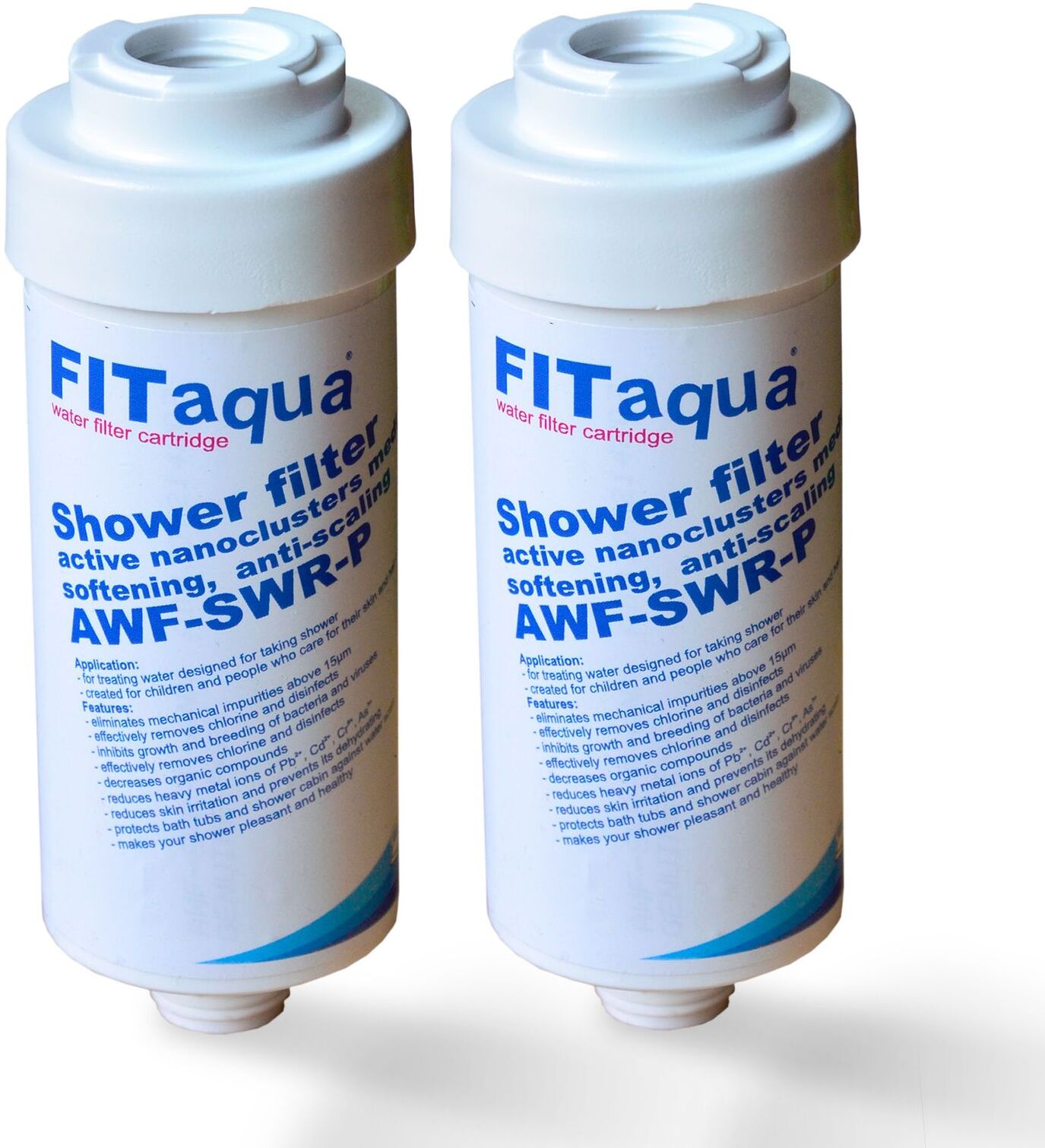 2x Duschfilter FitAqua, Wasserfilter zum Wohle Ihrer Haut AWF-SWR-P