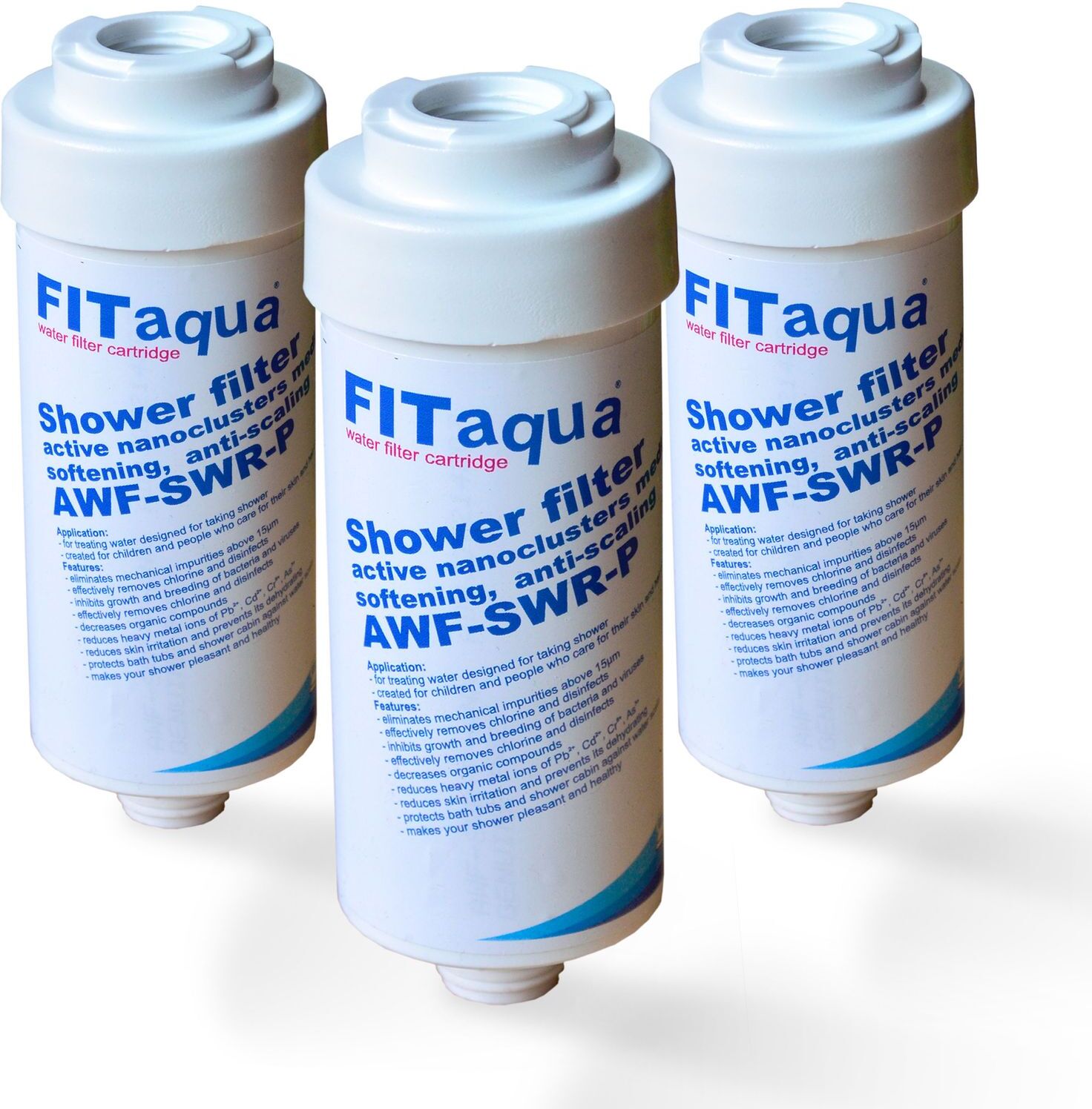 3x Duschfilter FitAqua, Wasserfilter zum Wohle Ihrer Haut AWF-SWR-P