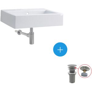 Kolo By Geberit - Ensemble Lavabo suspendu Twins 60x46cm + Bonde clic-clac + Siphon de lavabo, Chrome (L51160000-SET) - Publicité