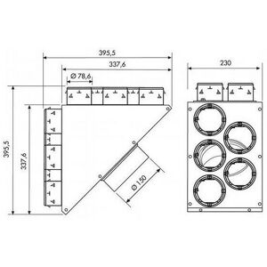 Plénum d'insufflation à 10 piquages pour réseau de VMC double-flux AKOR HR S&P (UNELVENT) 860013