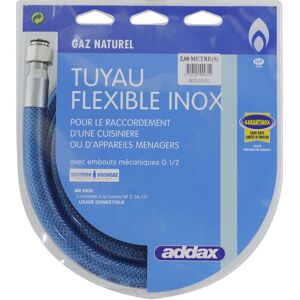 Flexible inox gaz naturel 2M nf D36-121 /G1/2/ date illimitee Addax