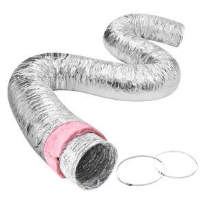 Tuyau Flexible Isolé 258x7620 mm Conduit d'Aération Isolant Thermique en Aluminium PET avec 2 Colliers de Serrage Protection à Trois Couches pour Ventilation, Chauffage, Refroidissement, R-6.0