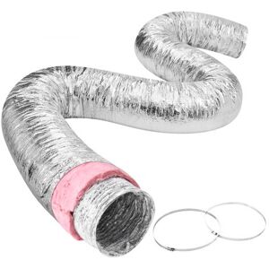 Tuyau Flexible Isolé 130x7620 mm Conduit d'Aération Isolant Thermique en Aluminium PET avec 2 Colliers de Serrage Protection à Trois Couches pour Ventilation, Chauffage, Refroidissement, R-6.0