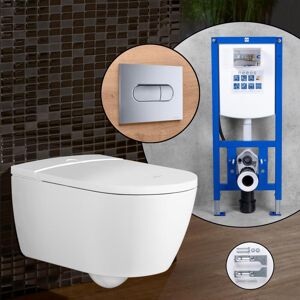 Villeroy & Boch ViClean-I 100 Pack complet WC lavant et bâti-support neeos,, V0E100R1+16604CR#SET,