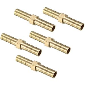 QUARKZMAN 6mm Dia Laiton Droit Barbillon Tuyau Raccord cannelé x 5PCS Droit Connecteur Coupleur pour Tuyau Connexion, [Doré] - Publicité