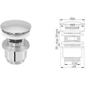 Jeu d'excentriques design ASW 2000 2000 / 4 "x Ø 63 mm, fentes de trop-plein, laiton chromé