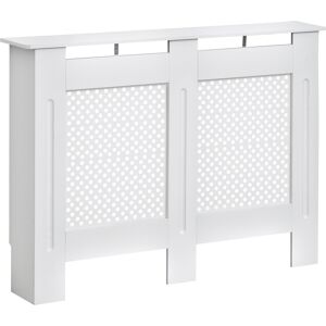 Homcom Copritermosifone in Legno Copertura Moderna 111.5 × 82 × 19cm Verniciato Bianco