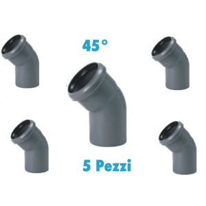 Redi Curve 45° (5 PEZZI) polipropilene diametro 40 mm Innesto