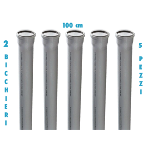 Redi Tubo polipropilene 100 cm 2 bicchieri ad innesto (5 PEZZI) diametro 40 mm