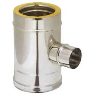 Raccordo A Tee 90 Gradi Ridotto Diametro 80-130 Doppia Parete Acciaio Inox