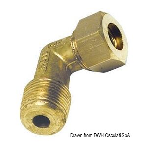 Osculati Raccordo a compressione in ottone per tubo in rame con tenuta Bicono Ottone Raccordo 90° maschio 10 mm x 3/8