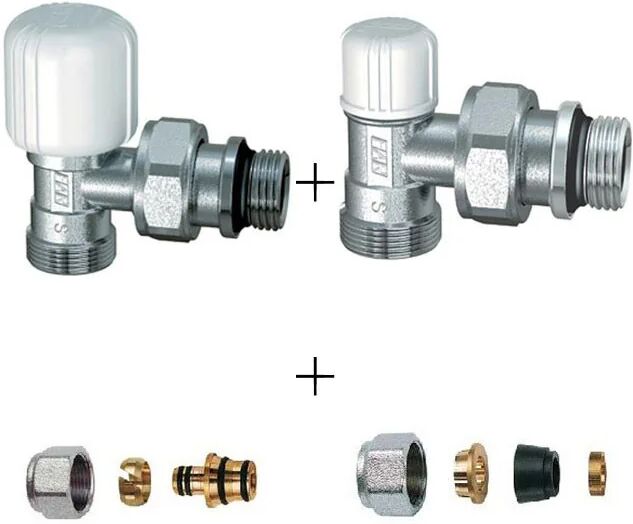 Kit Valvola E Detentore A Squadra Far S2012 Da 1/2" Per Radiatori (FAR S2012)