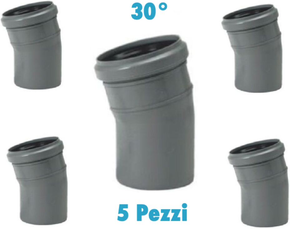 Redi Curve 30° (5 PEZZI) polipropilene diametro 40 mm Innesto